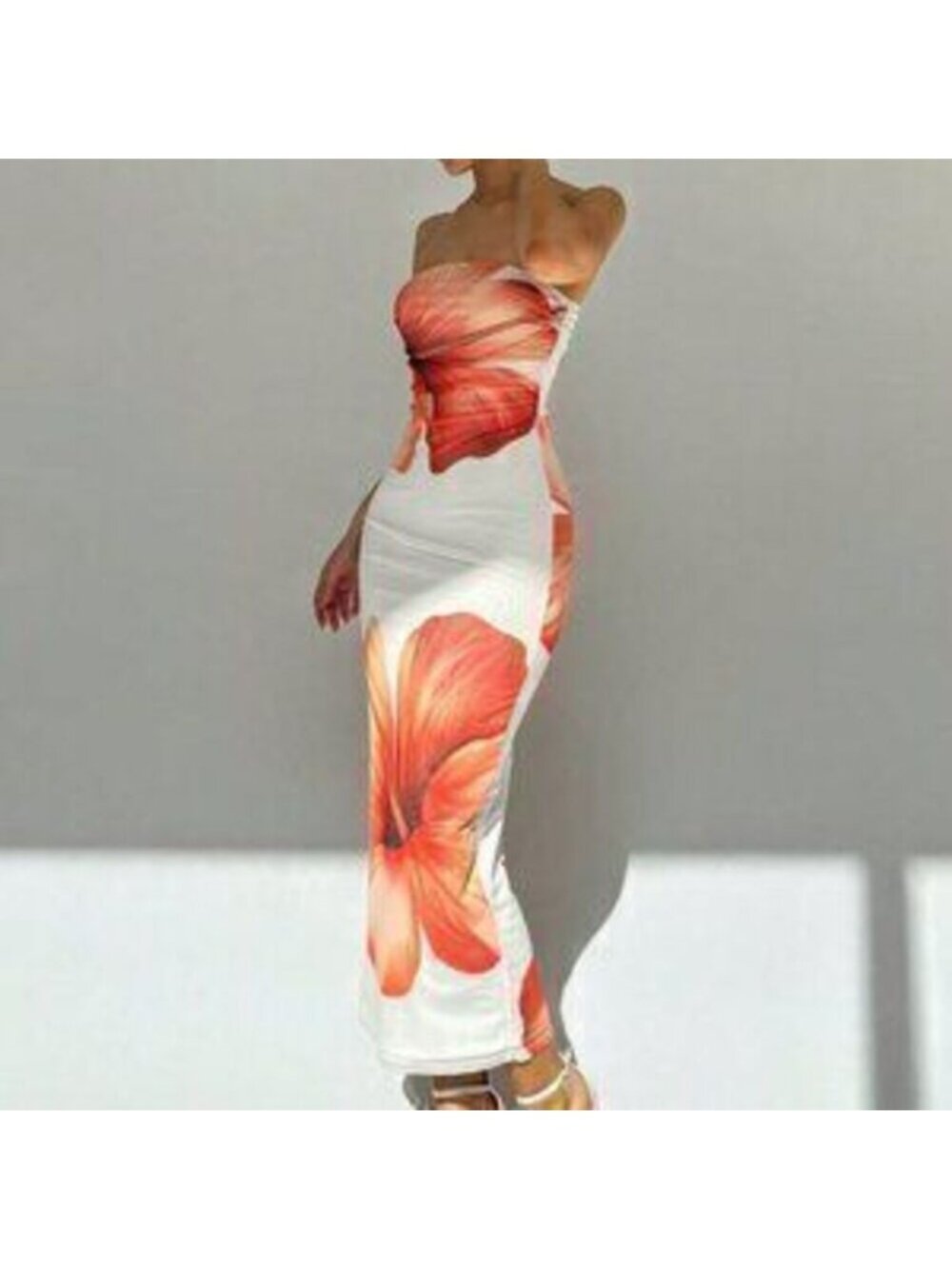 Multicolor Sexy Women's Romantic Date Strapless Printed Bodycon Dress